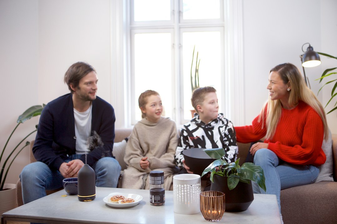 family discussing finances