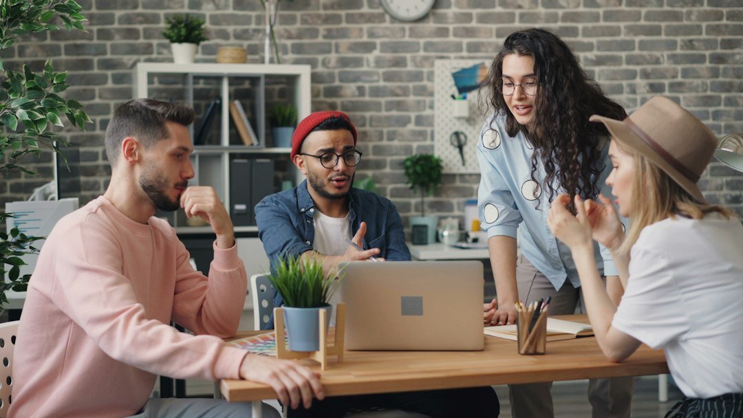 group of friends discussing online